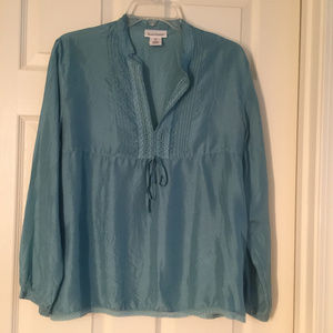 Petite silk pullover blouse